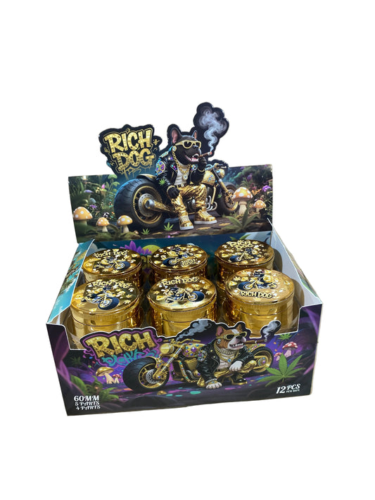 Rich Dog 4-Piece plastic Grinder X 12pk 60mm