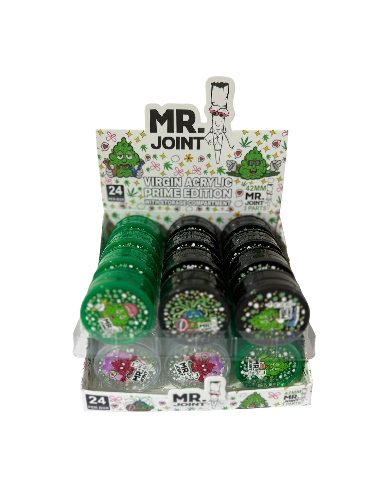 Mr joint 42mm 3parts plastic grinder (24pk)