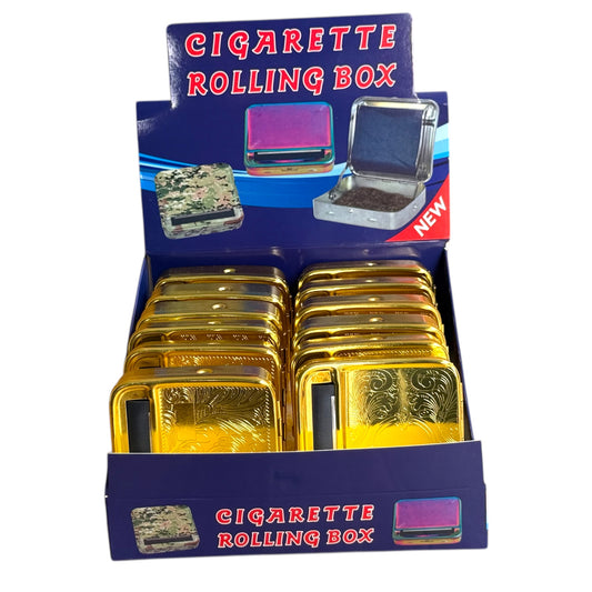 70mm Golden Cigarette Rolling Box – Automatic Roller & Storage Case