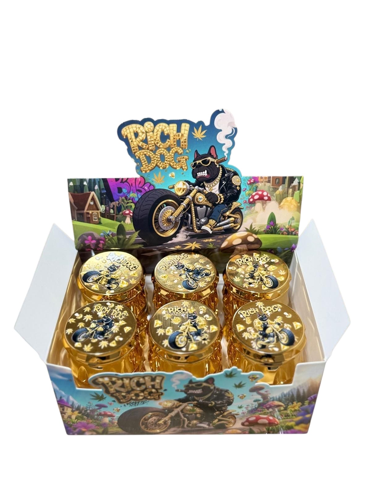 Rich Dog 4-Piece plastic Grinder X 12pk 55mm