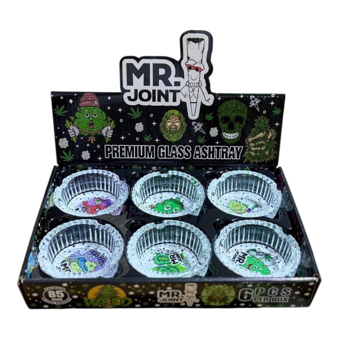 Mr Joint round glass ashtray 6 pieces 85mm