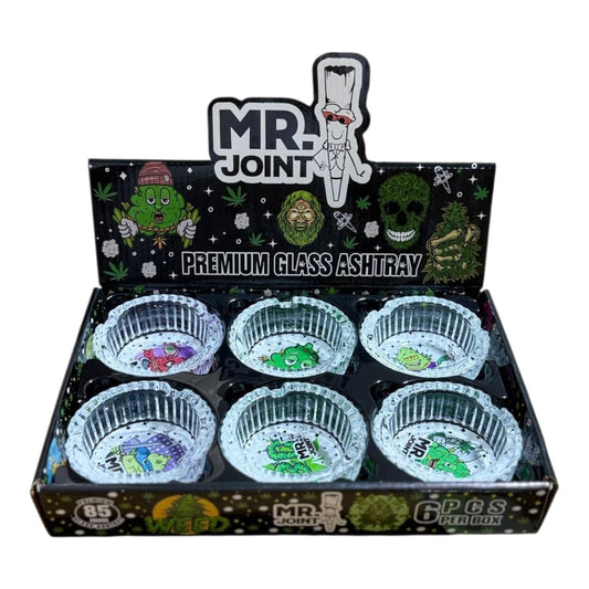 Mr Joint round glass ashtray 6 pieces 85mm