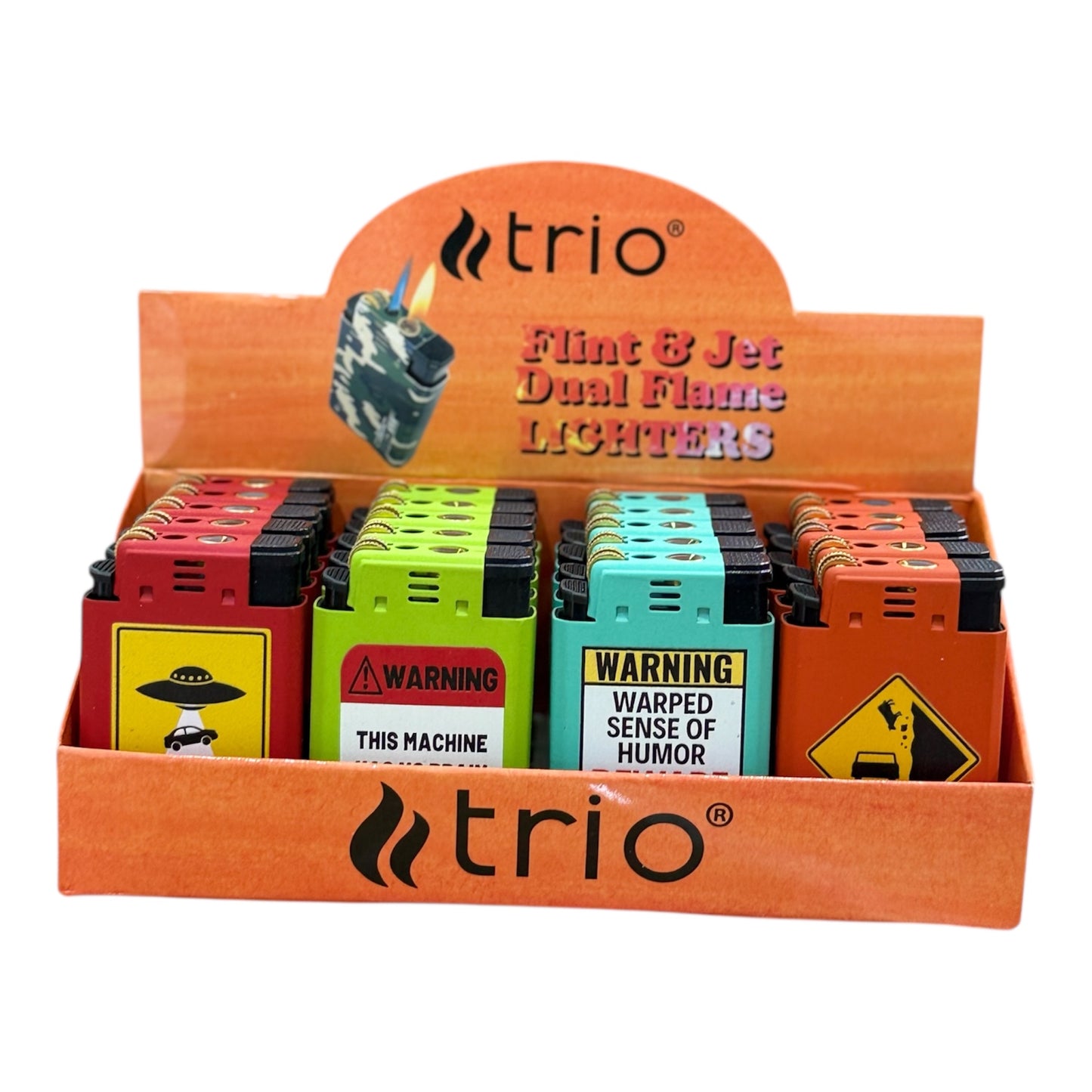 dual flame flint & jet mixed warning designs (20pc)