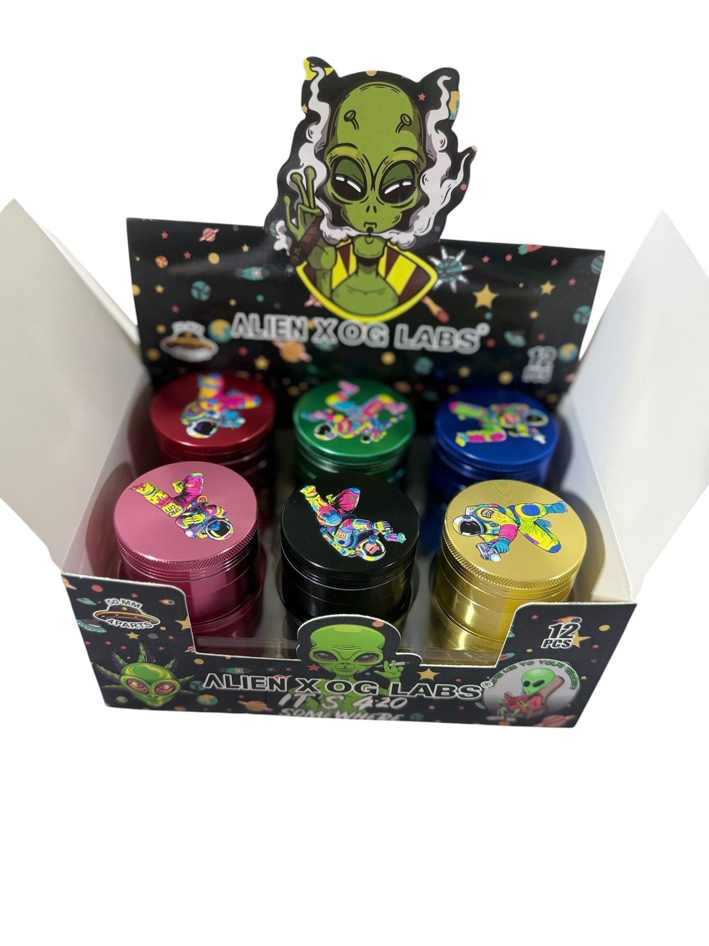 Alien astronauts 50mm 4parts aluminum alloy grinder (12pk)