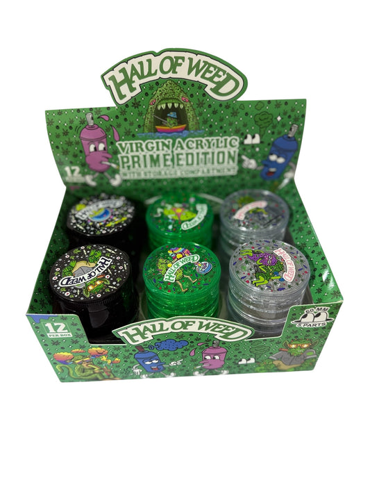 Hall of weed 60mm 5parts plastic grinder (12pk)