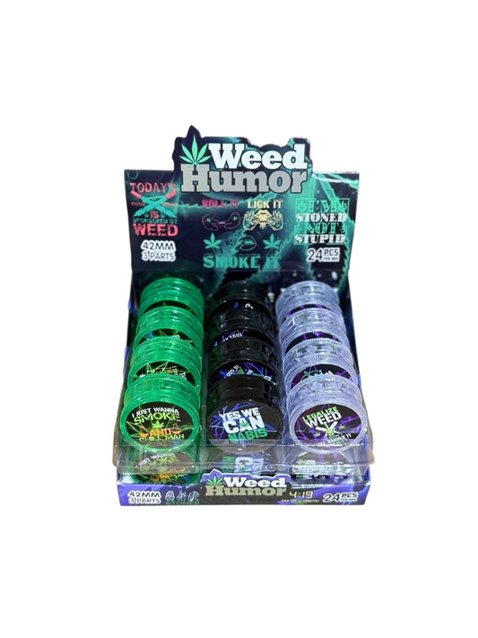 Weed humour 3 parts plastic grinder 42mm 24 pieces