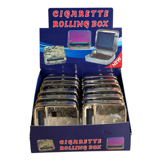 70mm Silver Cigarette Rolling Box – Compact Roller with Storage