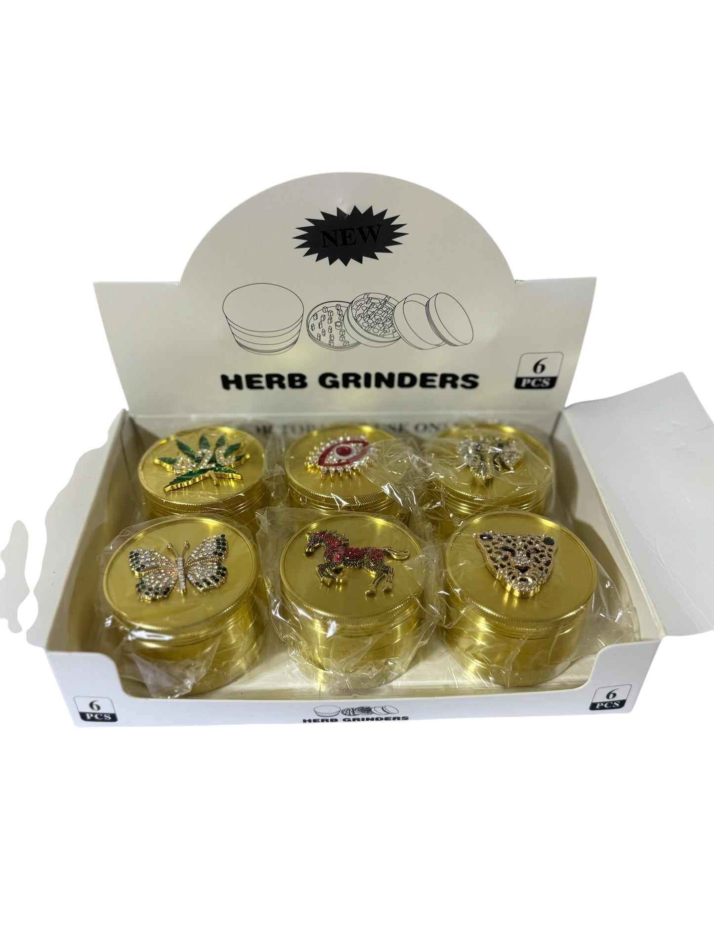 Golden 63mm 4parts aluminum alloy grinder (6pk)