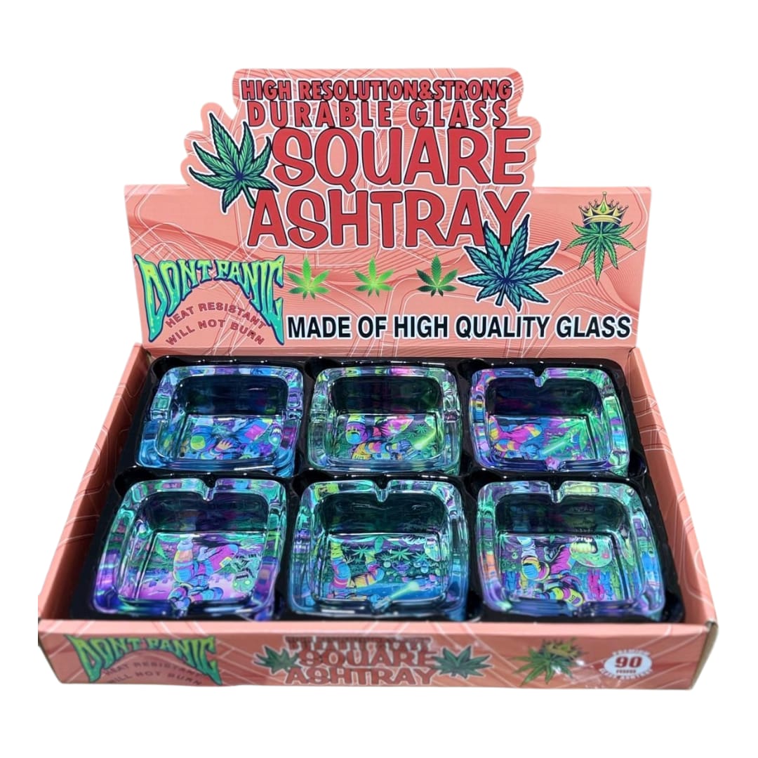 Durable glass square astronaut ashtray 6 pieces 90 mm