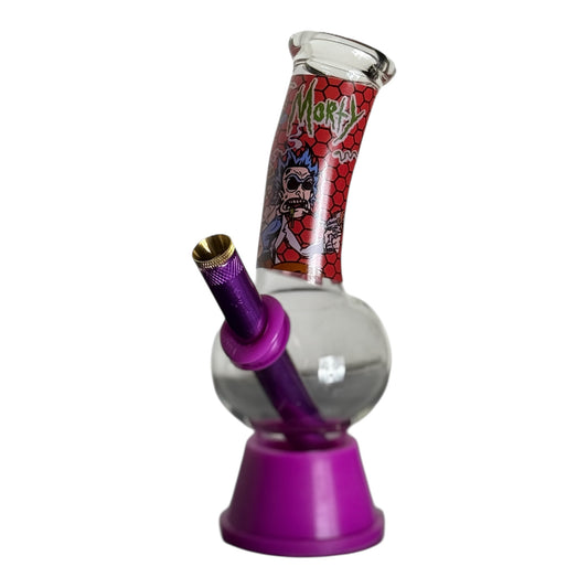 Cartoon Glass Bong with Purple silicon Base - 20cm
