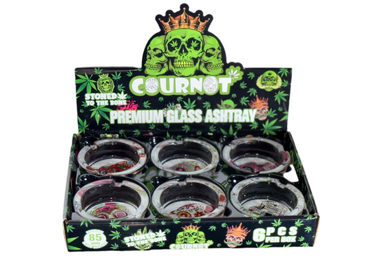 Round Skull Print - Glass Ashtray (6pk)