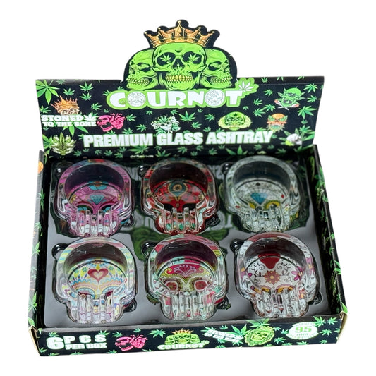 Skull Print Double Slot - Glass Ashtray