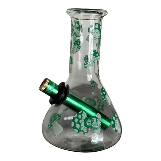 Green Mushroom Glass Beaker Bong