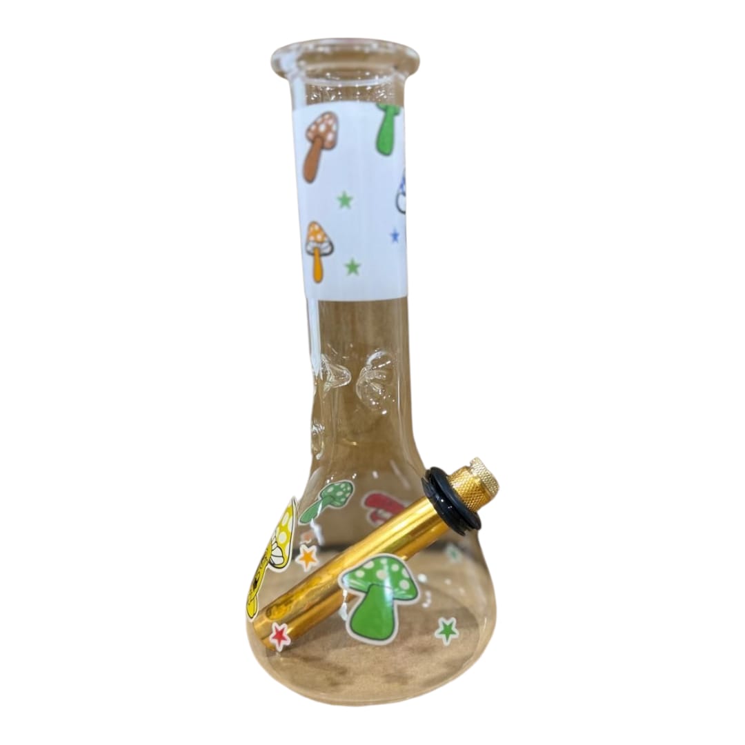 Colourful mushroom Glass beaker Bong – 18cm