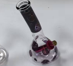 Skull Print Glass Beaker Bong