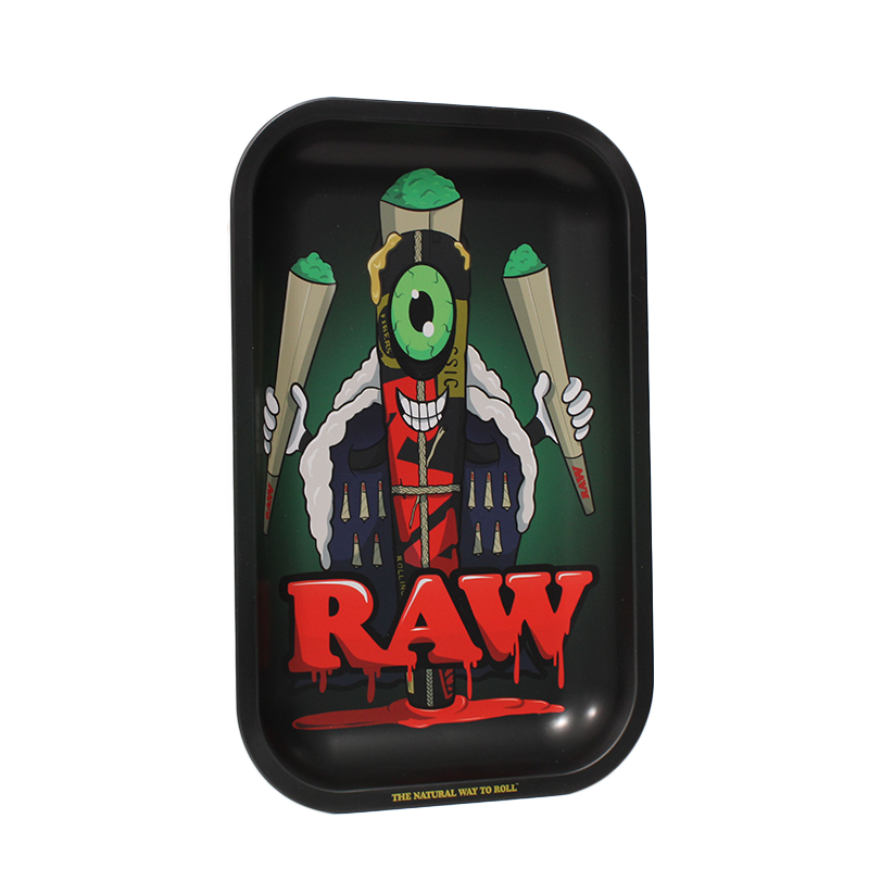 RAW BLACK METAL ROLLING TRAY CONE MONSTER - SMALL