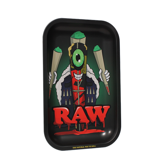 RAW BLACK METAL ROLLING TRAY CONE MONSTER - SMALL