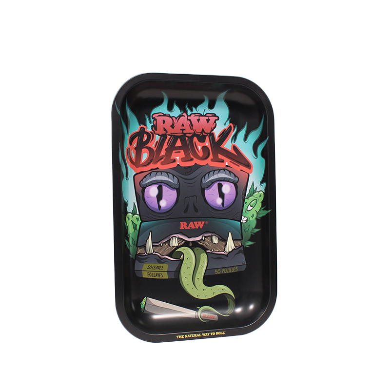 RAW BLACK METAL ROLLING TRAY MONSTER - SMALL