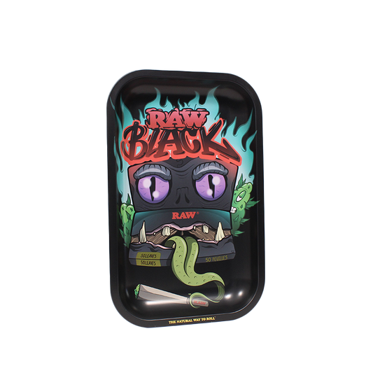 RAW BLACK METAL ROLLING TRAY MONSTER - SMALL