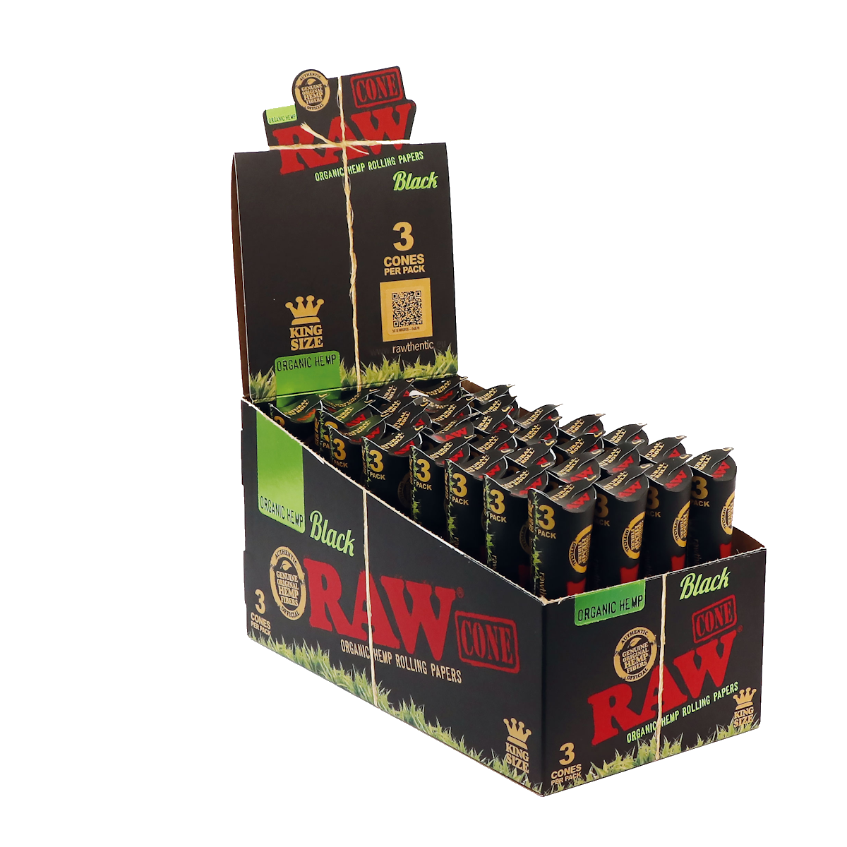 RAW BLACK ORGANIC CONE 6PKS 32/DISPLAY