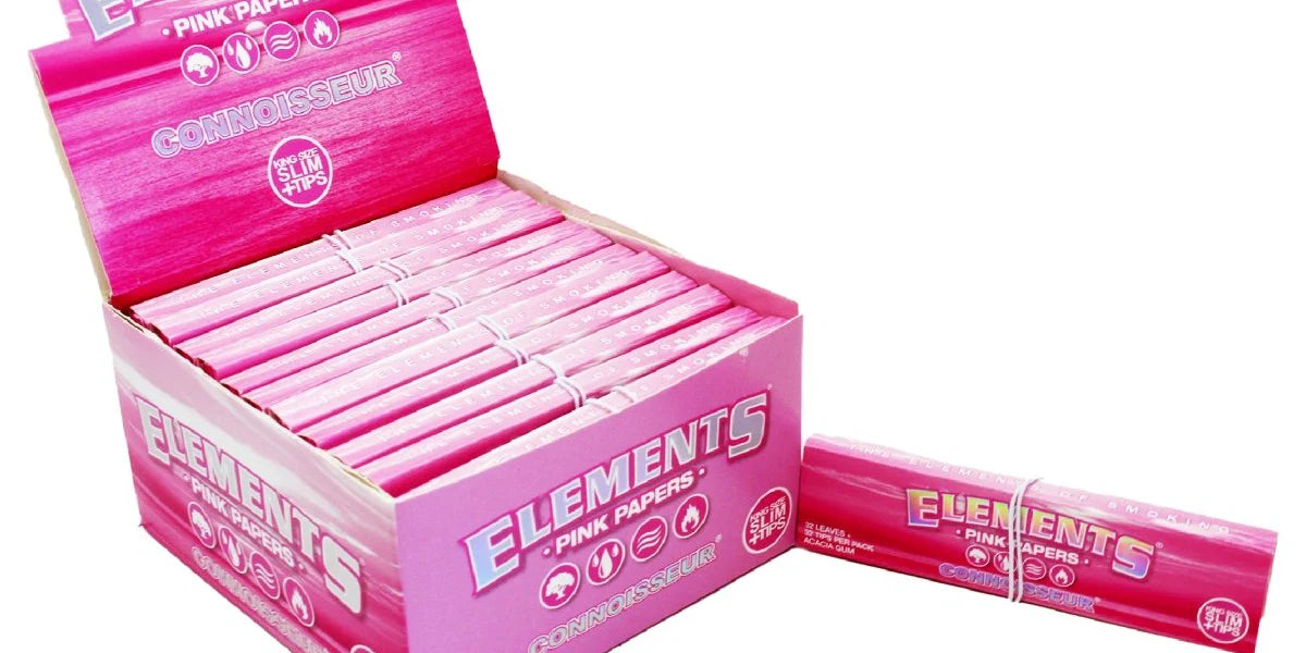 ELEMENTS PINK CONNOISSEUR - KS SLIM + TIPS BOX/24 - 32 LEAVES