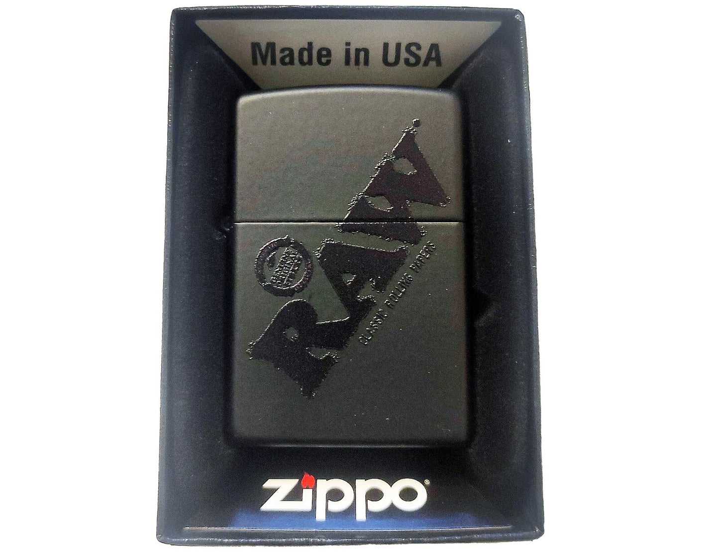 RAW ZIPPO BLACK WITH BLACK LOGO