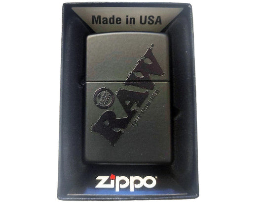 RAW ZIPPO BLACK WITH BLACK LOGO